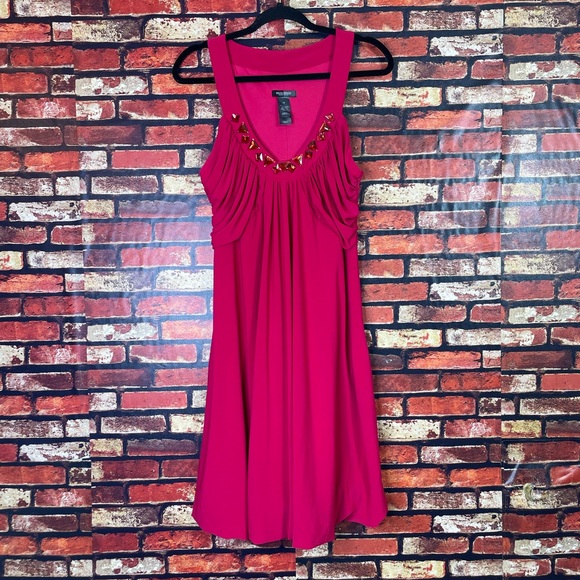 Bisou Bisou Dresses & Skirts - Size 14 Hot Pink Bisou Bisou Jeweled Midi Dress with Pockets